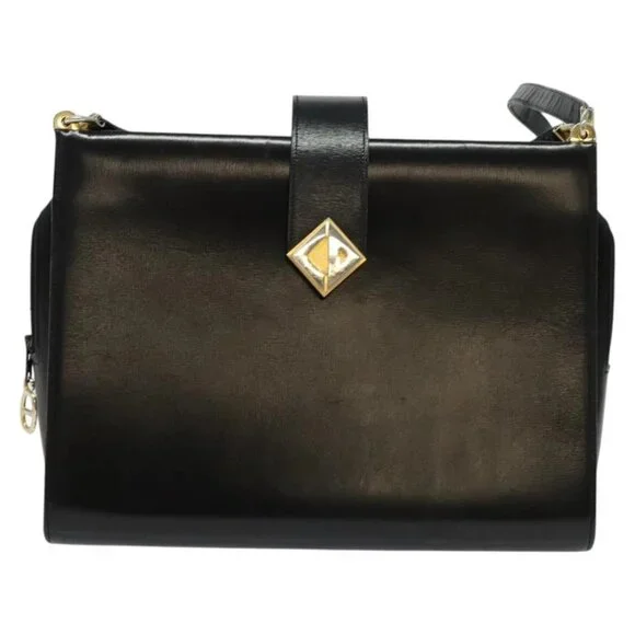 Christian Dior Shoulder Bag Leather Black Gold Auth - Picture 10 of 15